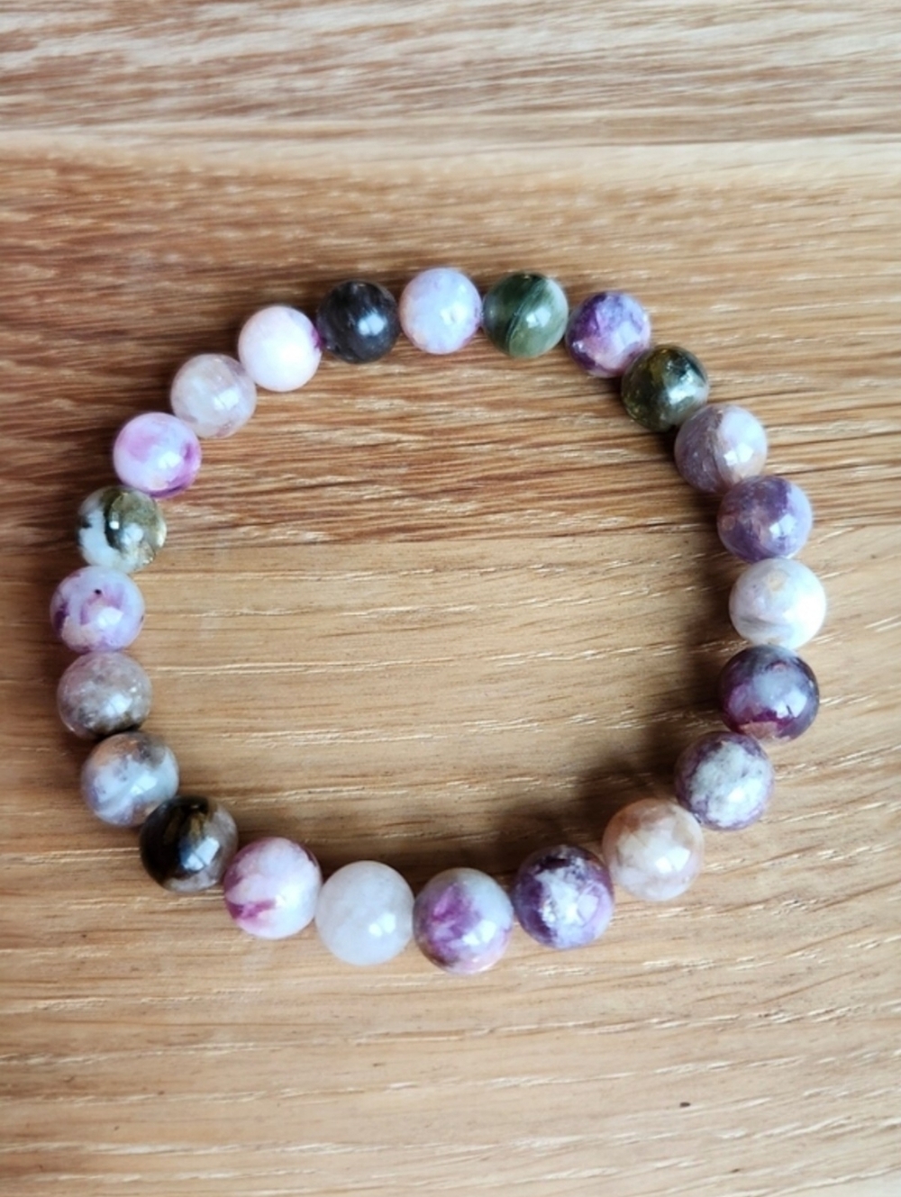 Purple Mica Emerald Beaded Stretch Bracelet | Hand Crafted